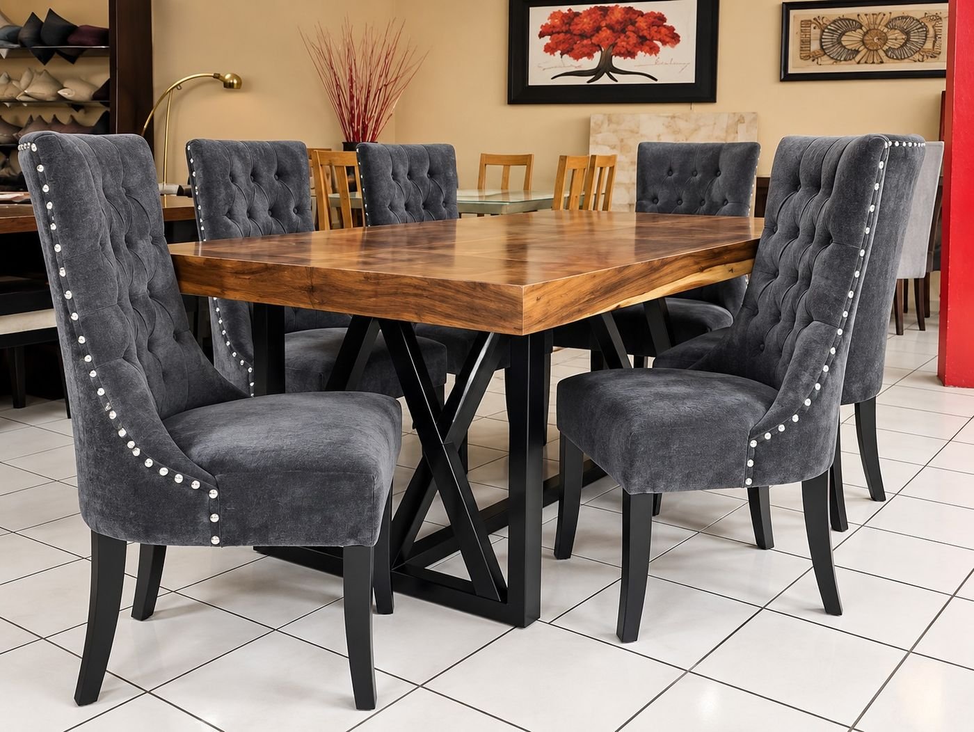 Comedor rústico base de cruz — comedores de cedro hecho a mano, Muebles Breymar