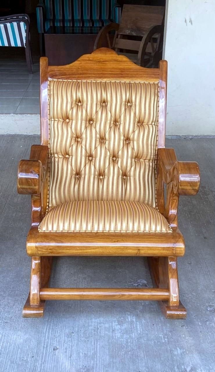 Mecedora dorada rayada — mecedoras de cedro hecho a mano, Muebles Breymar